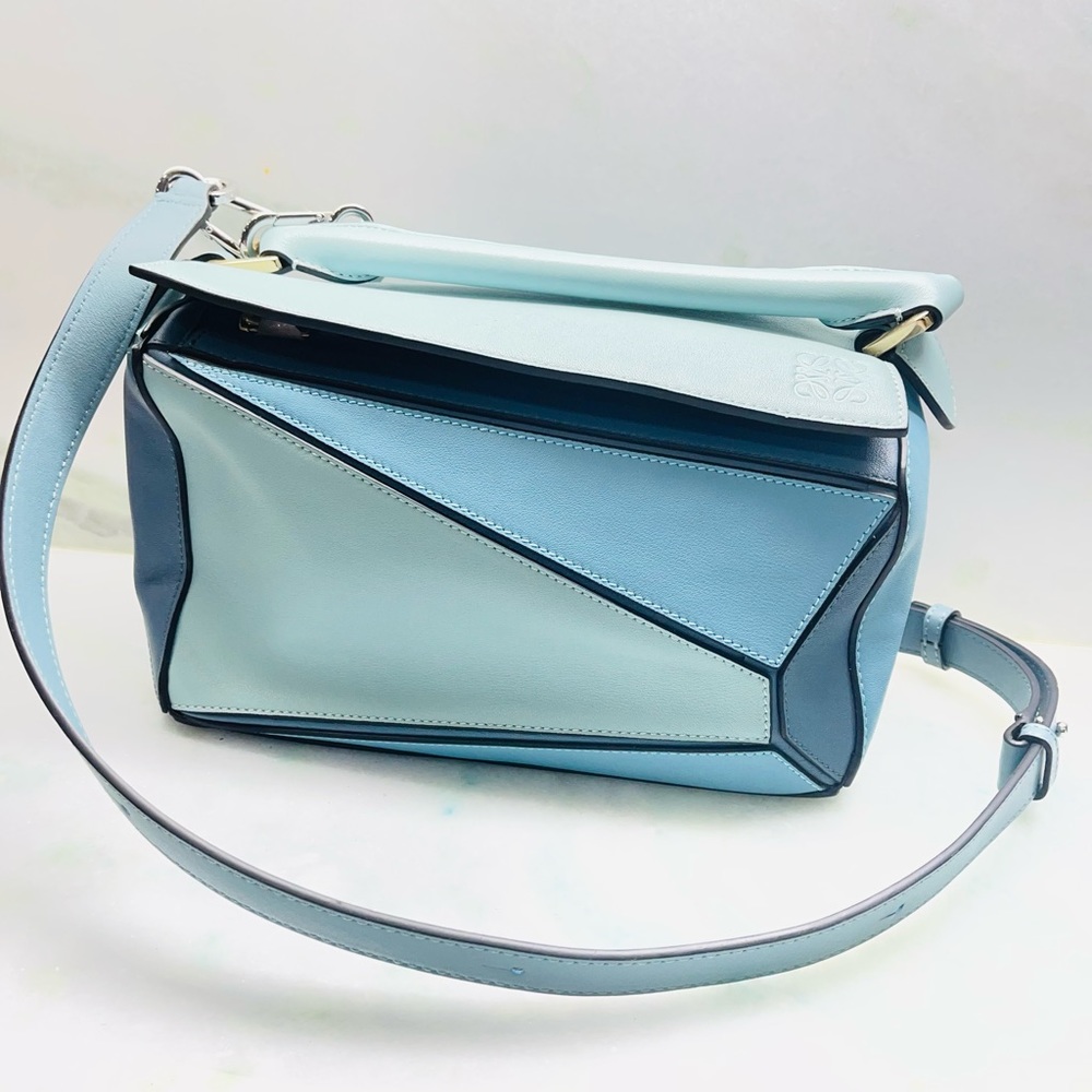 LOEWE “PUZZLE” Satchel Beautiful Blue Combo NWOT